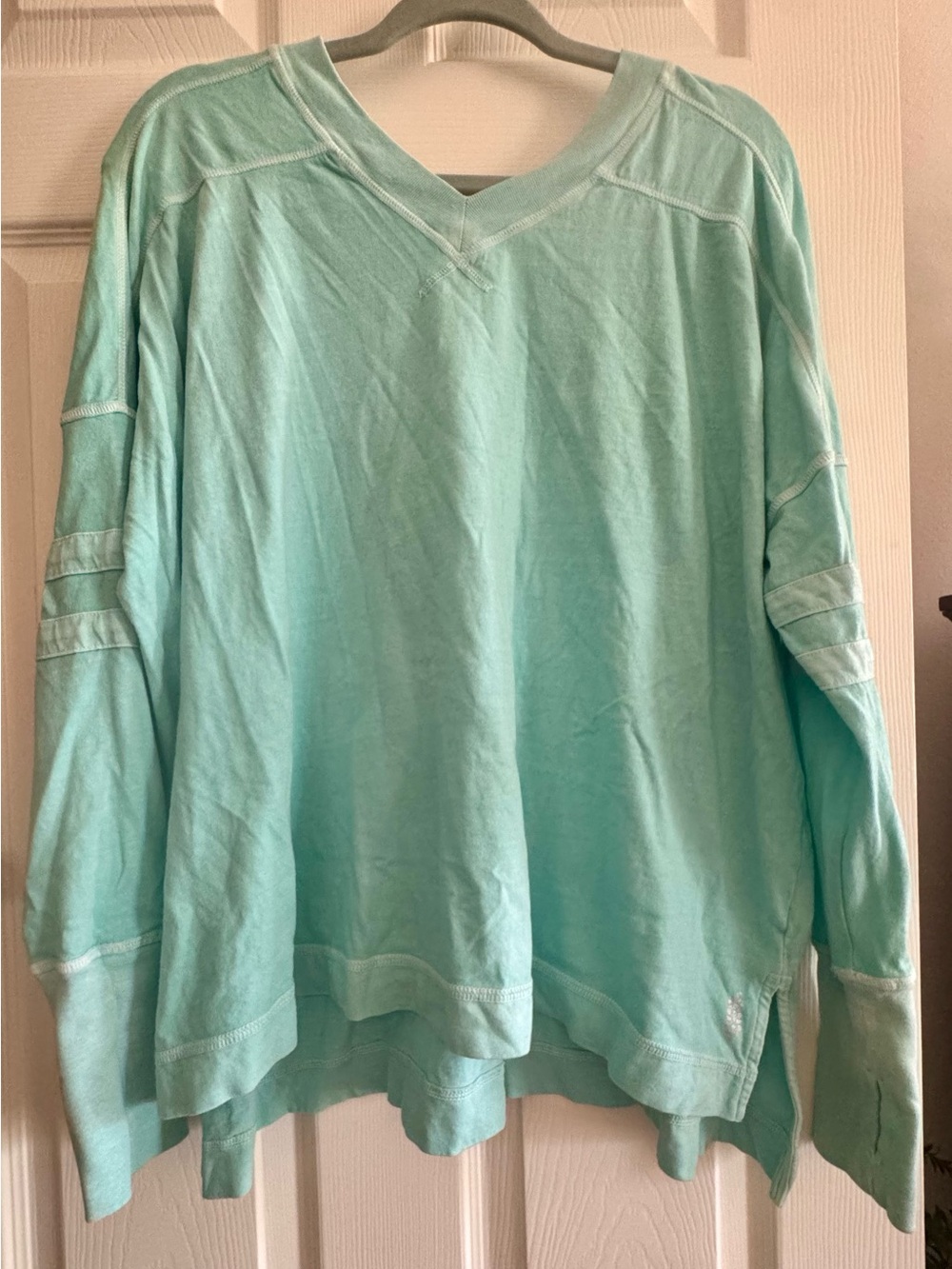 Free People Movement- Light Mint V-Neck Pullover Sweatshirt